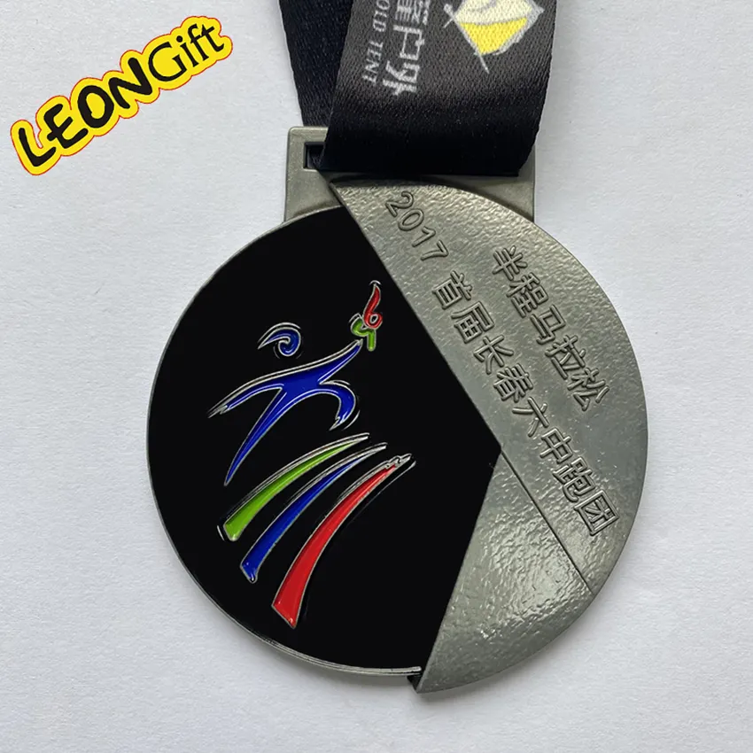 Custom Medals Souvenir Medallions Copper Metal Sublimation Ribbon Custom Sport Award Medal For Marathon Running Medal