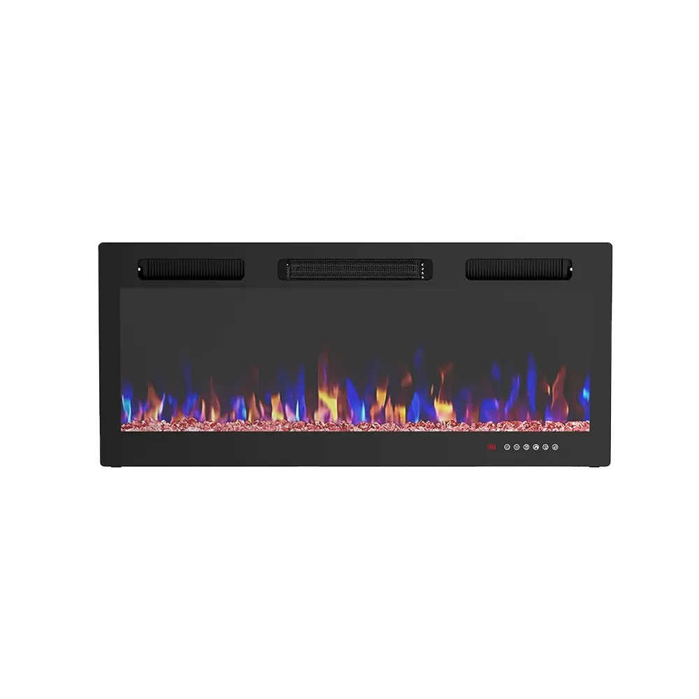 12色の屋内リアルな炎を挿入12時間のプログラム可能なタイマー電気暖炉ヒーター750w/1500w壁掛け