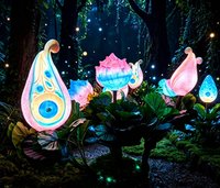 CAIQI Lampe LED Lumineuse Électrique en Forme de Fleur Extraterrestre Imprimée en 3D, Étanche IP65, pour Décoration de Jardin Extérieur