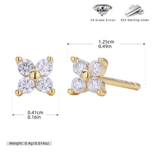 Pendientes de Plata de Ley con Diseño de Trébol de Cuatro Hojas, Cadena y Aro, para Mujer, Joyería de Moda Diaria, Regalo - Product Image 4