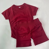 Ensemble de yoga pour femmes 2 pièces, fitness en plein air, manches courtes et shorts, taille élastique, respirant, séchage rapide, respectueux de l'environnement
