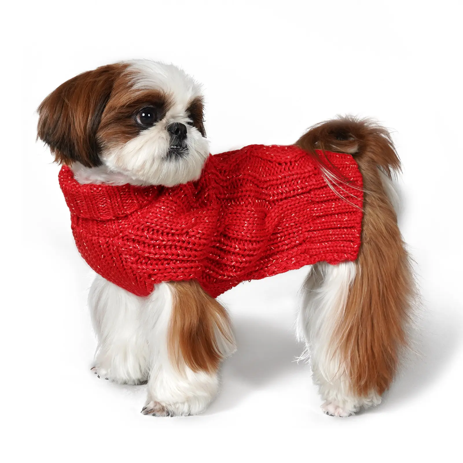 Dog Sweater Wholesale Best Selling Fashion Pet Cloth Classic Cable Knitting Golden Yarn Winter Warm