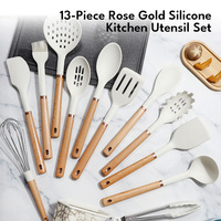 Ensemble de spatules en silicone de qualité alimentaire avec manche en hêtre, résistantes à la chaleur, antiadhésives, ustensiles de cuisine, outils de cuisson, seau de rangement, vente en gros