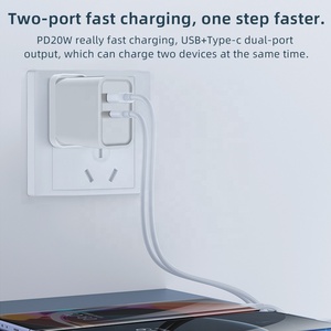 Hnt GAN 20W UK PUSH USB + Type C พอร์ตคู่ชาร์จเร็ว PD อะแดปเตอร์ไฟฟ้าแบบยืดหดได้สำหรับ Xiaomi <span class=keywords><strong>iPhone</strong></span> 16/15/<span class=keywords><strong>14</strong></span> - Product Image 3