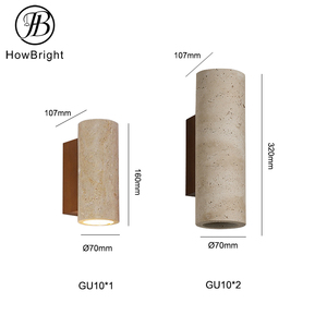 Travertin jaune <span class=keywords><strong>Gu10</strong></span> prise Led <span class=keywords><strong>applique</strong></span> <span class=keywords><strong>murale</strong></span> boîtier Wabi Sabi Style brillant vers le haut et vers le bas appliques murales pour salon - Product Image 2