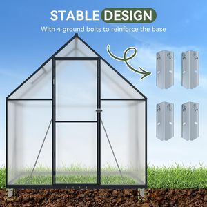 <span class=keywords><strong>Serre</strong></span> <span class=keywords><strong>de</strong></span> <span class=keywords><strong>jardin</strong></span> moderne et écologique <span class=keywords><strong>4x6</strong></span> pieds avec structure en polycarbonate et aluminium, conception accessible - Product Image 3