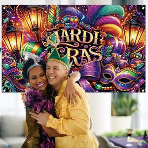 ฉากหลังถ่ายรูปงานมาร์ดิกราส์ <span class=keywords><strong>วัน</strong></span>พุธอันแสนอ้วน งานคาร์นิวัลบราซิล ของตกแต่งงานแฟนซี ป้ายปาร์ตี้ ปรับแต่งได้ - Product Image 4
