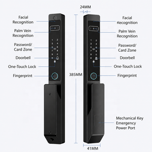 Serrure de porte intelligente Vertexis ultra-mince et étanche avec reconnaissance faciale 3D et veineuse palmaire double face, en alliage d'aluminium, entrée sans clé - Product Image 1