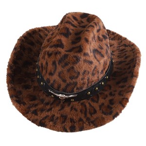 Sombrero Vaquero con Estampado de Leopardo ZhenXi M56-58cm con Banda de Remaches de Cabeza de Toro, Sombrero Elegante para el Día a Día - Product Image 5