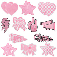 En gros, badges et appliques brodés et à paillettes, mignons, roses, en forme de cœur, étoile, nœud et mégaphone, pour vêtements, sacs, chapeaux et loisirs créatifs