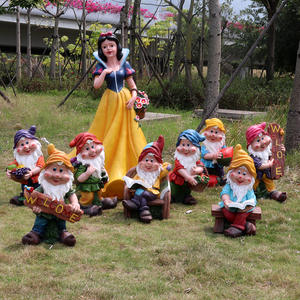 بالجملة بالحجم الطبيعي الكرتون الألياف الزجاجية الثلج الأبيض الأميرة وسبعة أقزام خرافية الراتنج تمثال جنوم صغير النحت - Product Image 2