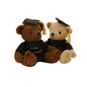 各种颜色填充玩具熊玩具给孩子批发定制毕业毛绒玩具熊与帽子和礼服玩具熊