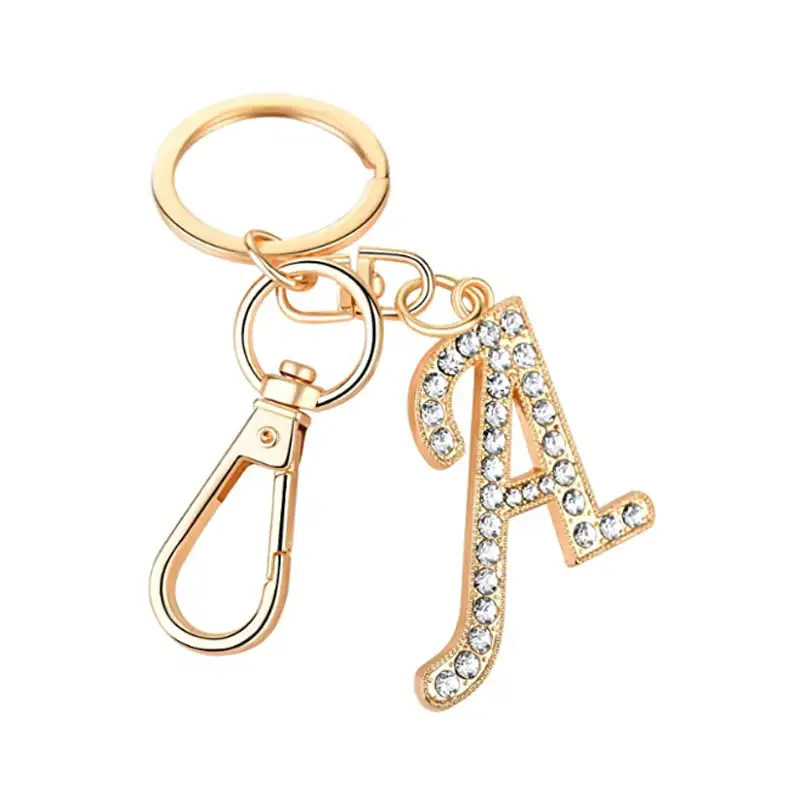 Promosyon moda yılbaşı hediyeleri elmas İlk harf anahtarlıklar metal anahtarlık kadınlar kız için