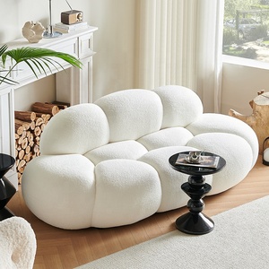 Upholstered Cloud Teddy Living Room Sofa Compressed Sofas in a Box No Assembly Required Lounge Sofa <strong>Couch</strong> with Curved Design - Product Image 1