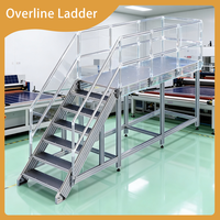 Plataforma de Mantenimiento Modular de Aluminio Tipo Escalera Industrial que Ahorra Espacio, con Barandillas de Seguridad Completas para Plantas