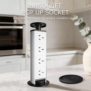 Enchufe de Corriente Empotrado Oculto con Sistema de Elevación Manual, Adaptador de Enchufe AU y Cable de Carga USB Tipo C y Tipo A de 1.5M - Product Image 2