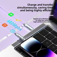 Câble de charge rapide 4-en-1 100W PD27W 3A compatible iOS avec gaine en nylon pour téléphone portable