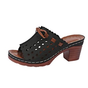 Sandales creuses de style européen et américain, à talon épais, avec nœuds, grande taille, style romain à bride unique pour femme - Product Image 5