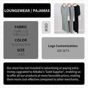 WanBao Embroidered Luxury <b>Women's</b> <b>Nightgown</b> Set Comfortable Knitted Modal Pajamas Elastic Waist Short Sleeve Thermal Winter - Product Image 2