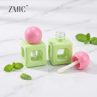 Leere, nachfüllbare Lipgloss-Tuben im Baustein-Design mit rosa Deckel – Mini, niedliche getönte Lippenbalsam-Stifte und flüssige Lippenstift-Tuben für Kinder