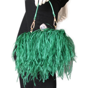 <span class=keywords><strong>Bolso</strong></span> de mano con correa de pelo de avestruz, <span class=keywords><strong>bolso</strong></span> de mano para <span class=keywords><strong>fiesta</strong></span>, pluma, estilo moderno - Product Image 1