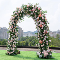 Arche florale ronde rose de luxe en gros, centre de table, arche de fleurs artificielles, toile de fond pour mariages et événements