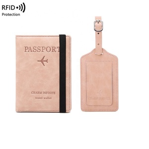 Wholesale Vegan Leather Travel Passport Cover with Luggage Tag Personalized Passport Booklet Passport Holder Wallet - Product Image 4