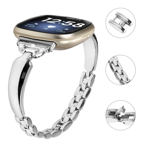 Correa de Metal Curva para Reloj Inteligente <span class=keywords><strong>Fitbit</strong></span> Versa 3/4, Correa de Aleación con Diamantes para <span class=keywords><strong>Fitbit</strong></span> Sense 2, Correas de Metal para Reloj - Product Image 4