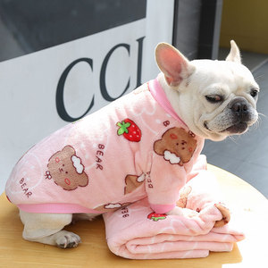French Bulldog Warm Fleece Sweater Printed Bear Design Winter Pet <b>Clothes</b> Small Medium Dogs <b>Cats</b> Cold Protection Apparel - Product Image 2