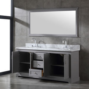 Mueble de Baño Doble Transicional de 72 Pulgadas Hecho en Vietnam, Gabinete Blanco con Encimera de Mármol Carrara y Espejo - Product Image 4