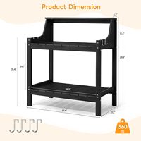 Banc de jardin robuste pour l'extérieur, en plastique HDPS noir, avec 3 niveaux de étagères à lattes, support de présentation pour plantes, pour jardin et terrasse