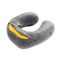 Oreiller de voyage cervical portable en mousse à mémoire de forme gonflable en forme de U, pliable, léger, pour avion et voiture