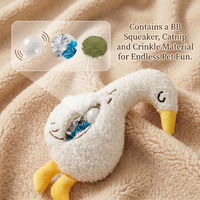 Jouet à mâcher en peluche couineur pour animaux de compagnie, en forme d'oie, avec herbe à chat et hochet, pour chien et chat, pour jeu interactif