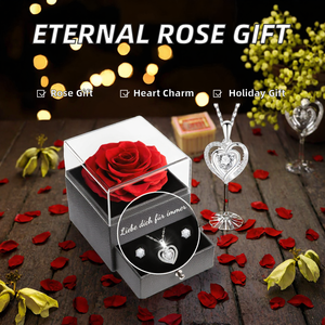 <span class=keywords><strong>Collana</strong></span> in metallo Yamonic con rosa eterna - Design a cuore con vera rosa per <span class=keywords><strong>donna</strong></span>, regalo per Natale, compleanno, San Valentino, anniversario di matrimonio - Product Image 2
