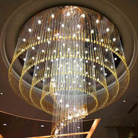 Lustre suspendu long en cristal double pour villa, salon, hall d'hôtel à plafond haut, éclairage d'escalier rotatif