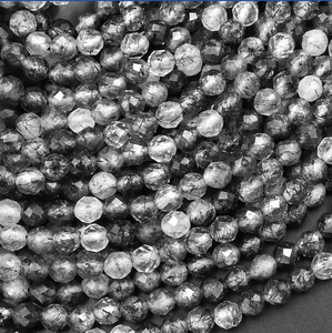 Natural Black Rutile Faceted Beads Jewelry <b>Anklet</b> <b>Bracelet</b> Women 15inch Rondelles Strands Wholesale Gemstones AMARA BR-RnFB-01 - Product Image 3