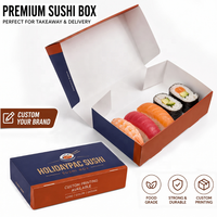 Scatola per Sushi Personalizzata in Carta Kraft Alimentare Monouso, Design Autoportante con Divisori Estraibili per Insalate e Sushi Fresco da Asporto