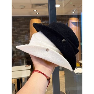Chapeau d'hiver style Hepburn français à bord recourbé pour femme, 100 % coton, broderie florale à la main, nœud papillon, polyvalent pour l'étrangère - Product Image 2