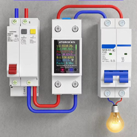 Tuya WIFI Meteran Energi Satu Fasa 100A Din Rail Smart Switch AC 220V 110V Digital Amp KWh Watt