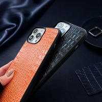 Funda de Cuero para Teléfono con Grabado de Cocodrilo, Resistente a Impactos, para iPhone