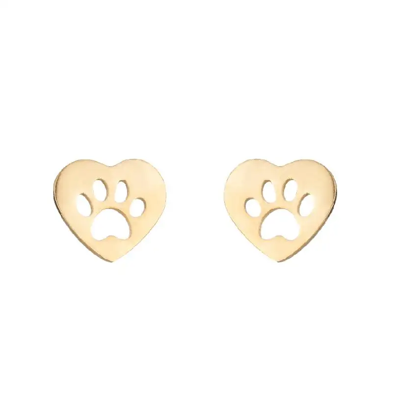 Japanese And Korean Simple Bear Paw Stainless Steel Studs Small Geometric Love Animal Studs Ear Accessories