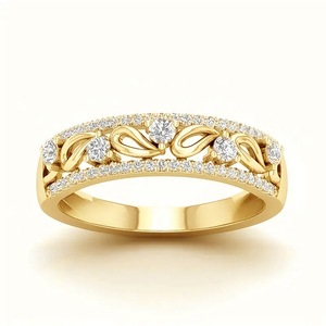 Golden Women's Fashion Ring Water Drop Shape Wax Set Cubic Zirconia Double <b>Row</b> <b>Gift</b> Jewelry - Product Image 5