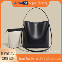Sac Seau en Cuir Véritable pour Femme, Sac Fourre-tout en Cuir de Vachette Pleine Fleur, Grande Capacité, Sac à Bandoulière Décontracté Quotidien, Niche B2B