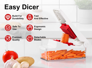Hachoir à légumes et fruits AZ Best Seller, lames en acier inoxydable, compatible lave-vaisselle, manuel, multifonction, pour la cuisine domestique - Product Image 5