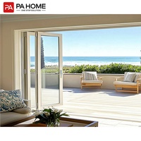 Portes coulissantes pliantes en aluminium et verre pour balcon, résistantes aux ouragans, modernes, pour salon