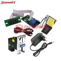 SUNWAYT SW-QA3 JY-15B Minuteur Sélecteur de Monnaie Carte d'Adaptation d'Alimentation 12V Multi-Monnaies pour Machine à Grue et Jeux d'Arcade en Plastique et Métal Anglais