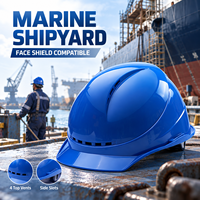 Casque de sécurité marin pour chantier naval, compatible avec visière à fentes latérales ventilées sur quatre côtés, en ABS
