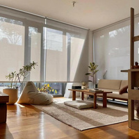 Stores enrouleurs électriques sans fil à double moteur intégré pour la décoration intelligente de la maison, stores occultants simples à technologie avancée