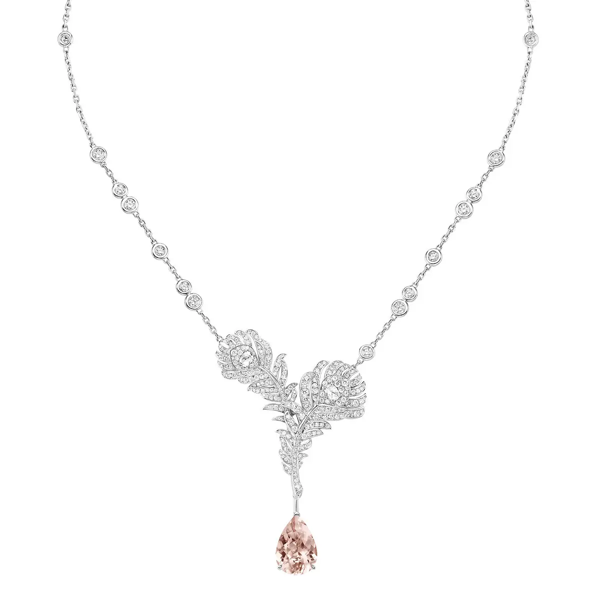 Haute teneur en carbone diamant Morgan plume série paon plume collier 925 argent pendentif chaîne bijoux de mode