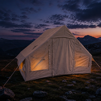 Tente Gonflable Premium Esthétique 6,3 m² en Coton TC Luxe Glamping Vintage Kaki Abri Familial Extérieur Imperméable